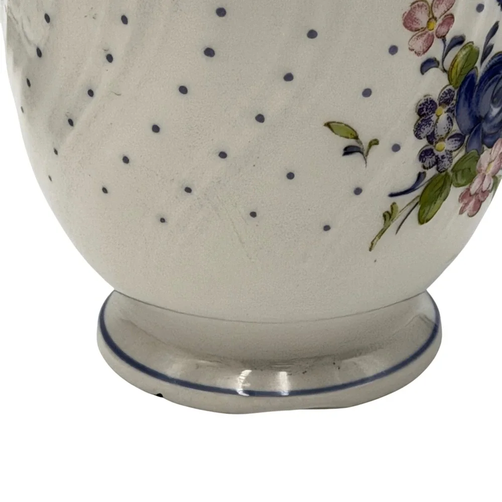 Vtg Nikko Blue Peony Floral Polka Dot Tea Cup and Saucer Swirl Set of 2 READ